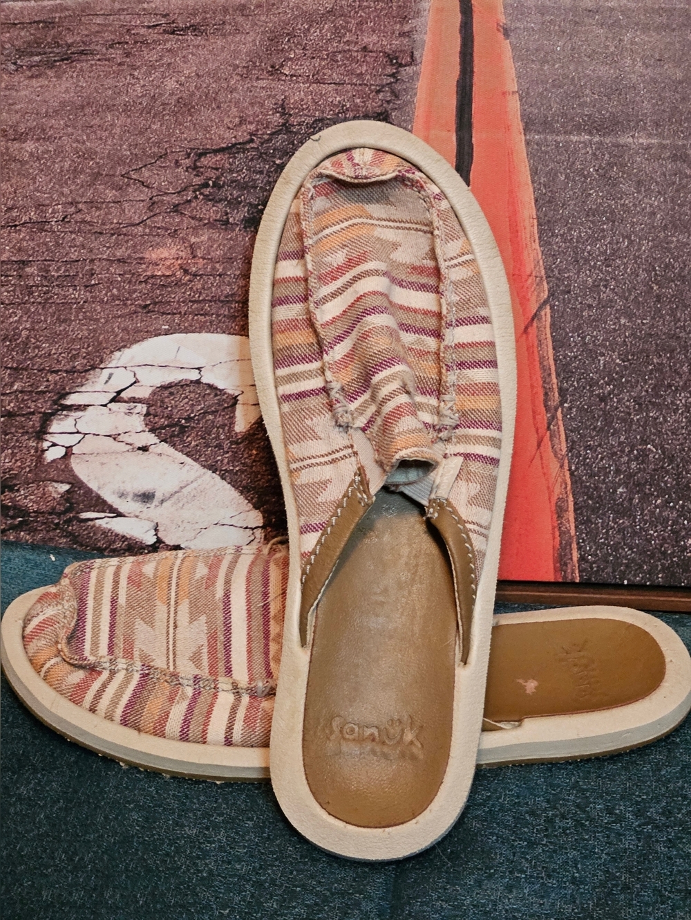 Sanuk Striped Canvas Slip-On Mules in Sedona